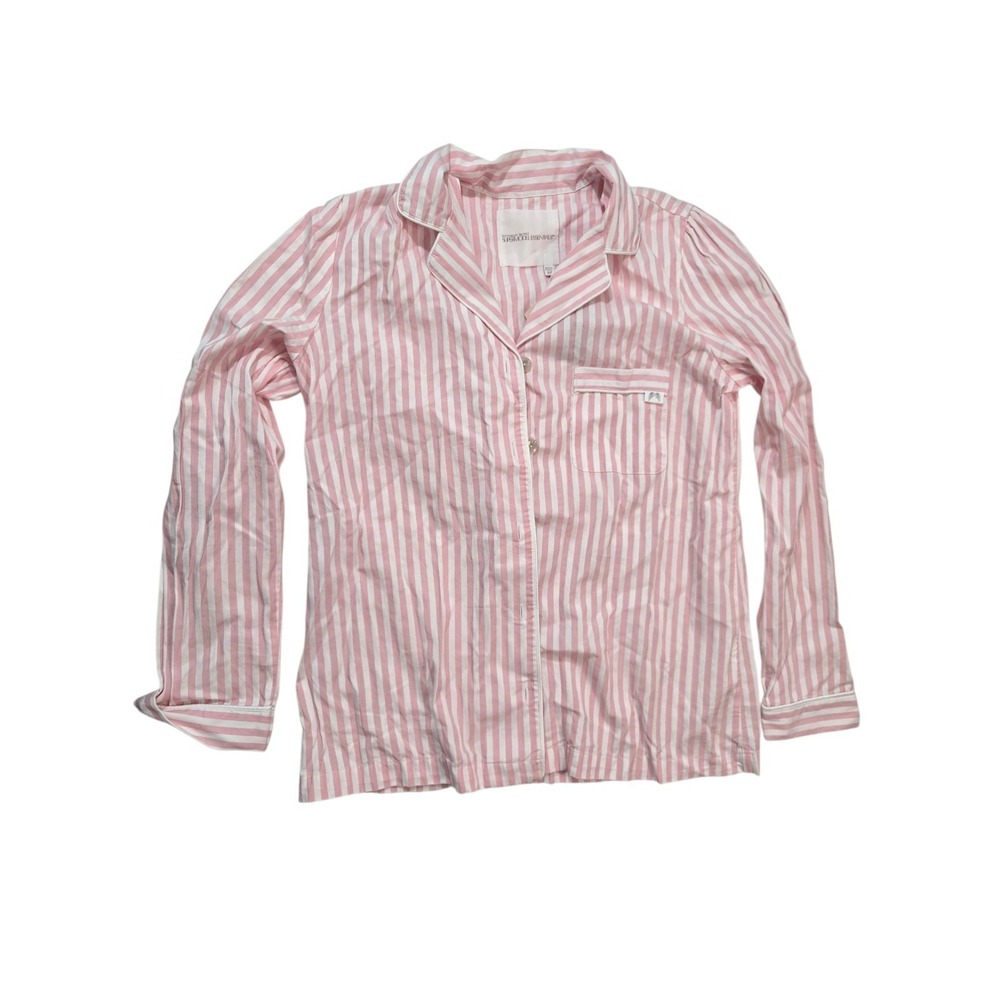 Victoria's Secret Supermodel Essentials Pajama Top Pink White Stripe Small NWT